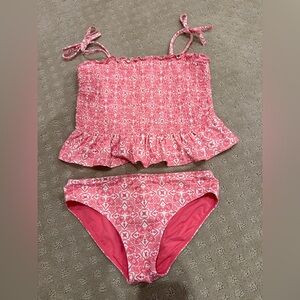 Vineyard Vines Girls Pink Patterned Two-Piece Tankini Swim Set Size 12-14